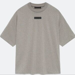 Fear of God Essentials S/S T-shirt with black logo patch in heather grey